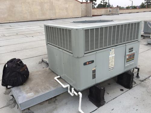 Replacing a 5-ton roof-top Trane package heat pump for After Hour Animal Hospital in Norwalk, CA.